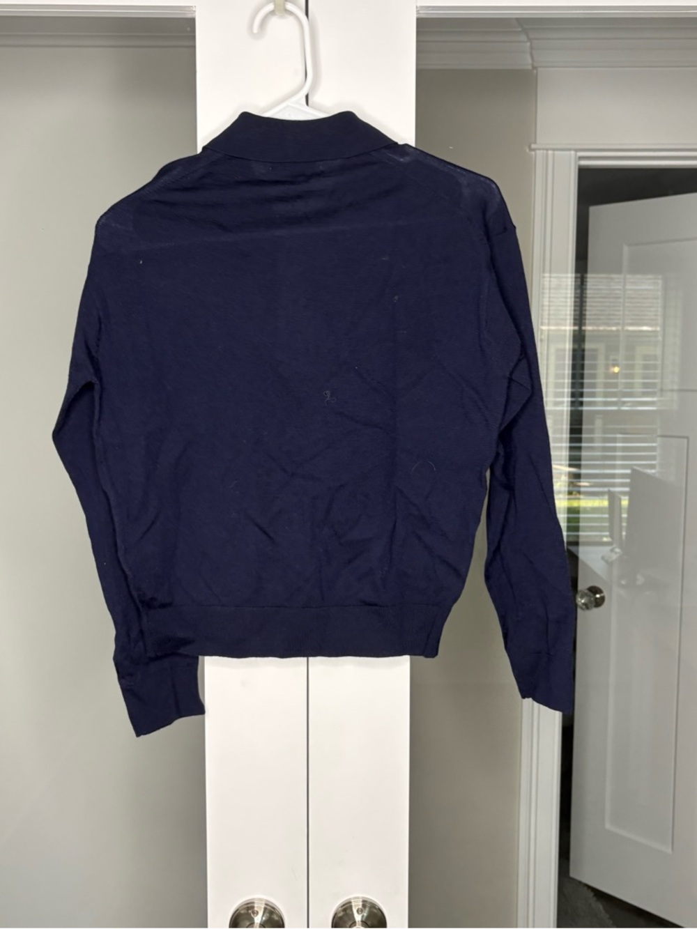 NWT Madewell Drop-Shoulder Polo Sweater Merino Wool Navy Blue - Picture 3 of 7
